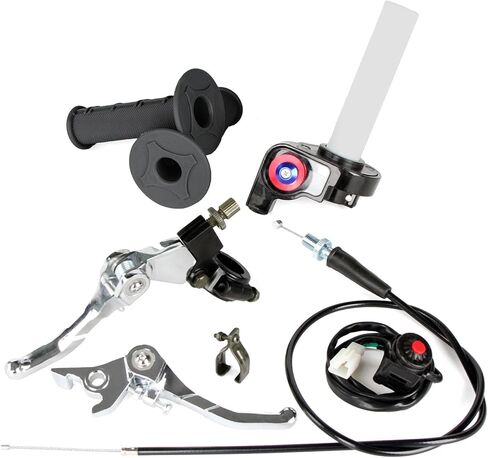 SUNQIAO 7/8" Dirt Bike Throttle Handle Grips, 50cc 110 125 150 Pit Bike (Throttle + Cable + Clutch Lever + Brake Lever + Switch + Grips) for 22mm Handle Bar in Kuwait