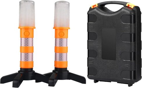 LED Road Flare 3 أوضاع إضاءة محمولة على جانب الطريق في حالات الطوارئ مع قاعدة مغناطيسية للمركبات والشاحنات وإصلاح السيارات، عبوة من قطعتين in Kuwait