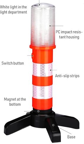 LED Road Flare 3 أوضاع إضاءة محمولة على جانب الطريق في حالات الطوارئ مع قاعدة مغناطيسية للمركبات والشاحنات وإصلاح السيارات، عبوة من قطعتين in Kuwait