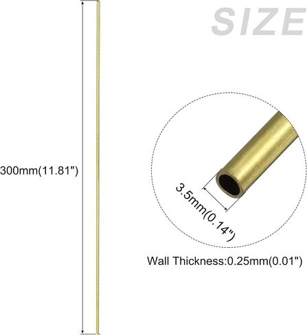 METALLIXITY Brass Tube(3.5mm OD x 0.25mm Wall T x 300mm L) 4Pcs, Straight Tubing - for Home Furnishing, Machinery, DIY Handicraft in Saudi Arabia
