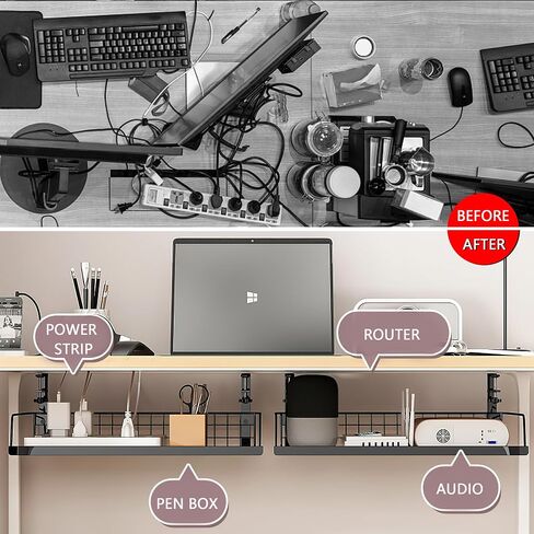 LIFEFAN Cable Management Under Desk Cord Wire Organizer Under Desk Cable Management Tray Under Desk Shelf (Medium) in Saudi Arabia