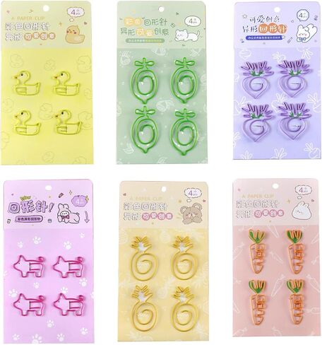 Sencoo Cartoon Paper Clips Creative Students Stationery Animal Paper Clips Duck Radish Pig Carrot Lemon Pineapple Children Gift School Prize in Saudi Arabia
