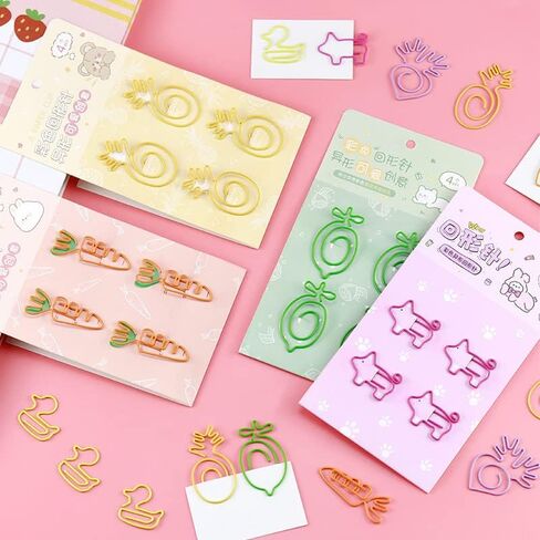 Sencoo Cartoon Paper Clips Creative Students Stationery Animal Paper Clips Duck Radish Pig Carrot Lemon Pineapple Children Gift School Prize in Saudi Arabia