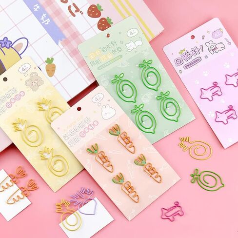 Sencoo Cartoon Paper Clips Creative Students Stationery Animal Paper Clips Duck Radish Pig Carrot Lemon Pineapple Children Gift School Prize in Saudi Arabia