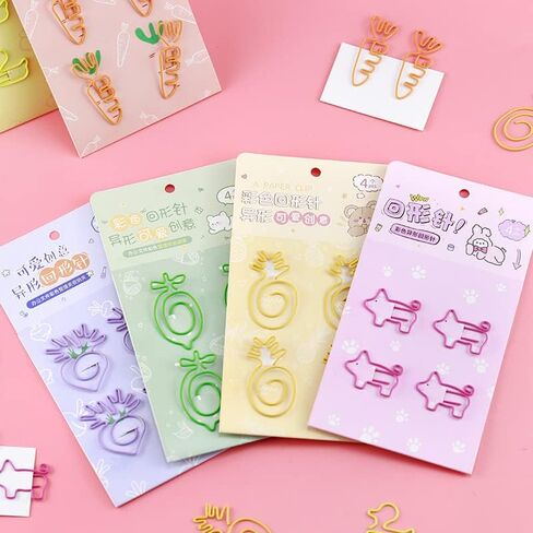 Sencoo Cartoon Paper Clips Creative Students Stationery Animal Paper Clips Duck Radish Pig Carrot Lemon Pineapple Children Gift School Prize in Saudi Arabia