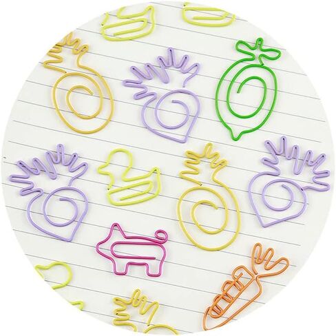Sencoo Cartoon Paper Clips Creative Students Stationery Animal Paper Clips Duck Radish Pig Carrot Lemon Pineapple Children Gift School Prize in Saudi Arabia