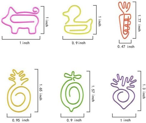 Sencoo Cartoon Paper Clips Creative Students Stationery Animal Paper Clips Duck Radish Pig Carrot Lemon Pineapple Children Gift School Prize in Saudi Arabia