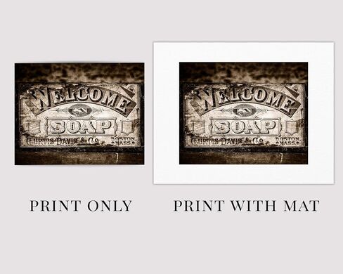 Lisa Russo Fine Art - Sepia Bathroom Wall Art or Laundry Room Decor, Set of 4 SMALL 5x7" Prints, Unframed, Vintage Look Bathroom Pictures, Soap Signs, Pitcher Pump, Outhouse Moon, Brown in Saudi Arabia