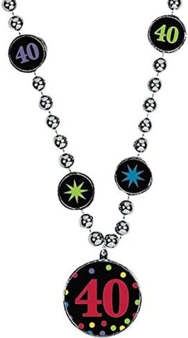 amscan 40th Birthday Beaded Necklace Party Accessory 76cm - 1 Pc. in Saudi Arabia