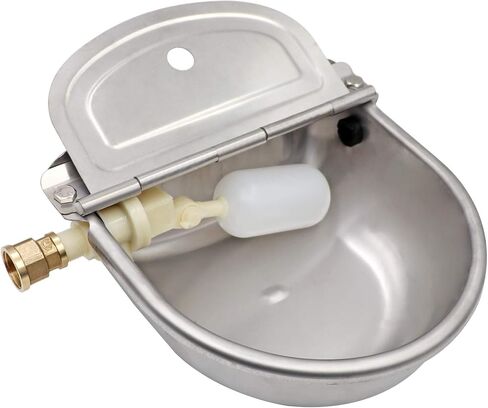 MUDUOBAN الفولاذ المقاوم للصدأ صمام الطوف وعاء الماء مع موصل للماشية الحصان التلقائي خنزير الماعز الحيوانات الأليفة سقي مع المكونات in Kuwait