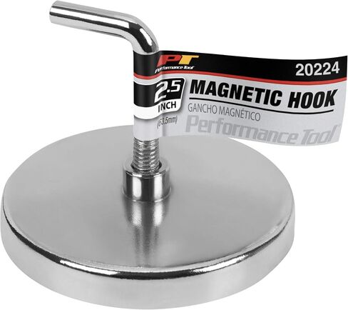 Performance Tool 20224 2.5-Inch Magnetic Hook - Heavy Duty Neodymium Magnet for Holding Tools, Utensils, Keys, and More in Garage, Kitchen, or Workshop in Saudi Arabia