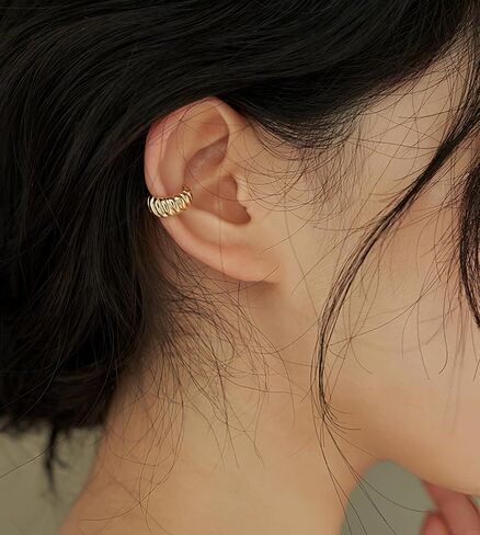 Korean Cuff Geometric Minimalist Earring for Women Teen Girls - Gold Color, Safe for Sensitive Ears, Lightweight, IKIKATA K-pop K-drama Fashion Minimalist Trend Female Gift & Jewelry, Sold As Single in Saudi Arabia
