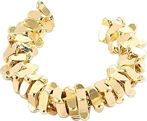Korean Cuff Geometric Minimalist Earring for Women Teen Girls - Gold Color, Safe for Sensitive Ears, Lightweight, IKIKATA K-pop K-drama Fashion Minimalist Trend Female Gift & Jewelry, Sold As Single in Saudi Arabia