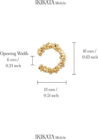 Korean Cuff Geometric Minimalist Earring for Women Teen Girls - Gold Color, Safe for Sensitive Ears, Lightweight, IKIKATA K-pop K-drama Fashion Minimalist Trend Female Gift & Jewelry, Sold As Single in Saudi Arabia