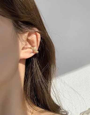 Korean Cuff Geometric Minimalist Earring for Women Teen Girls - Gold Color, Safe for Sensitive Ears, Lightweight, IKIKATA K-pop K-drama Fashion Minimalist Trend Female Gift & Jewelry, Sold As Single in Saudi Arabia