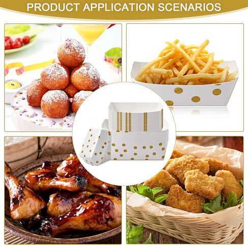 100 قطعة من صواني الطعام الورقية من Sawysine، قوارب طعام مقاومة للدهون للاستعمال مرة واحدة، صواني ورقية متينة منقط لكرنفالات الطعام، والمعارض، والمهرجانات، والنزهات، 3 أحجام 2 رطل 1 رطل 1/4 رطل in Kuwait