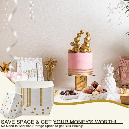 100 قطعة من صواني الطعام الورقية من Sawysine، قوارب طعام مقاومة للدهون للاستعمال مرة واحدة، صواني ورقية متينة منقط لكرنفالات الطعام، والمعارض، والمهرجانات، والنزهات، 3 أحجام 2 رطل 1 رطل 1/4 رطل in Kuwait