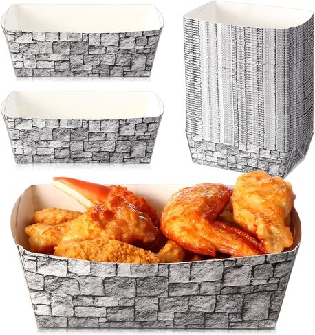 50 قطعة من صواني الطعام الورقية للاستعمال مرة واحدة من Blulu، قوارب الطعام الورقية من حجر الطوب، نمط الطوب، صواني الطعام الورقية، قلعة العصور الوسطى، صينية تقديم القارب لحفلات الهالوين، فارس العصور الوسطى، حفلة عيد ميلاد in Kuwait