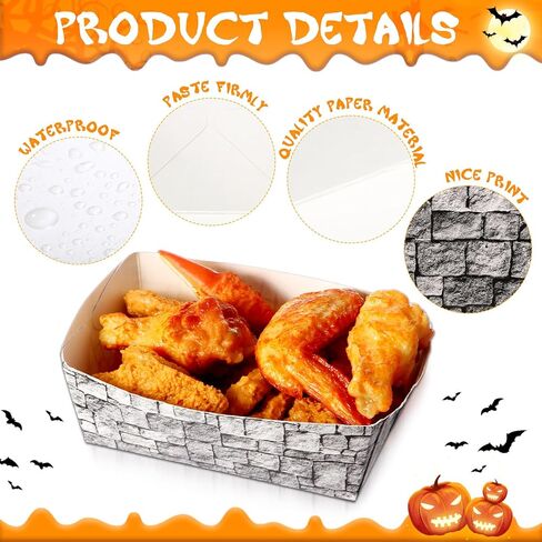 50 قطعة من صواني الطعام الورقية للاستعمال مرة واحدة من Blulu، قوارب الطعام الورقية من حجر الطوب، نمط الطوب، صواني الطعام الورقية، قلعة العصور الوسطى، صينية تقديم القارب لحفلات الهالوين، فارس العصور الوسطى، حفلة عيد ميلاد in Kuwait
