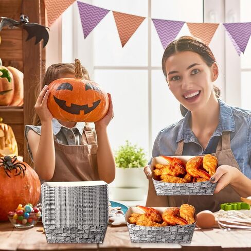 50 قطعة من صواني الطعام الورقية للاستعمال مرة واحدة من Blulu، قوارب الطعام الورقية من حجر الطوب، نمط الطوب، صواني الطعام الورقية، قلعة العصور الوسطى، صينية تقديم القارب لحفلات الهالوين، فارس العصور الوسطى، حفلة عيد ميلاد in Kuwait