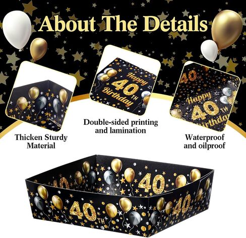 Tenceur 50 Pcs 40th Birthday Party Gold and Silver Paper Food Trays 5 lb Large 40th Birthday Party Supplies Disposable Nacho Boats Snack Serving Trays for Men Women Party Decorations in Saudi Arabia