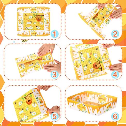 Ziliny 36 Pcs Bee Party Paper Food Trays 5 lb Honey Bee Nacho Boats Large Serving Honey Snack Trays for Honey Bee Party Baby Shower Kid's Birthday Party in Saudi Arabia