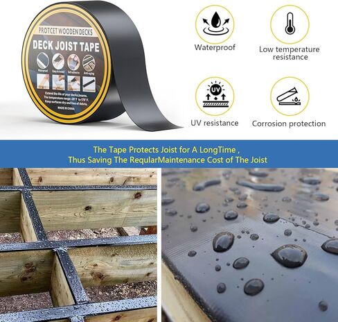 شريط ACSERCAR Butyl Joist Deck، 2 بوصة × 50 بوصة، شريط وامض مقاوم للماء بوتيل للخشب، والعوارض، والتزيين، والأرضيات، ومواد البناء (4 رول) in Kuwait