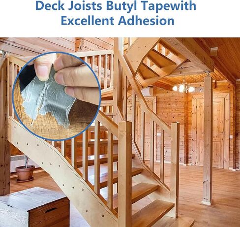 شريط ACSERCAR Butyl Joist Deck، 2 بوصة × 50 بوصة، شريط وامض مقاوم للماء بوتيل للخشب، والعوارض، والتزيين، والأرضيات، ومواد البناء (4 رول) in Kuwait