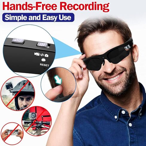 نظارات شمسية فيديو بكاميرا رياضية Sixmou HD 1080P، تسجيل بدون استخدام اليدين للرياضة والمشي لمسافات طويلة وصيد الأسماك والقيادة in Kuwait