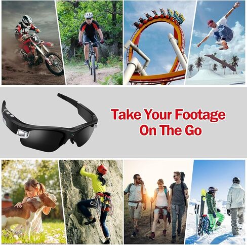 نظارات شمسية فيديو بكاميرا رياضية Sixmou HD 1080P، تسجيل بدون استخدام اليدين للرياضة والمشي لمسافات طويلة وصيد الأسماك والقيادة in Kuwait