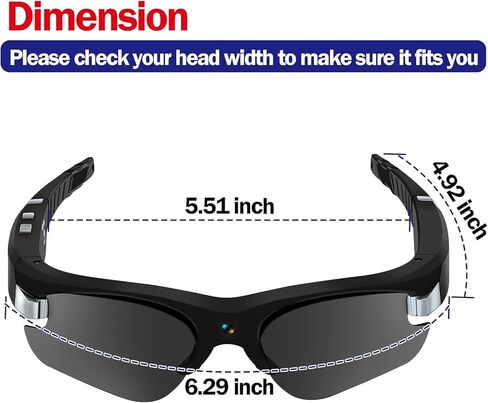 نظارات شمسية فيديو بكاميرا رياضية Sixmou HD 1080P، تسجيل بدون استخدام اليدين للرياضة والمشي لمسافات طويلة وصيد الأسماك والقيادة in Kuwait