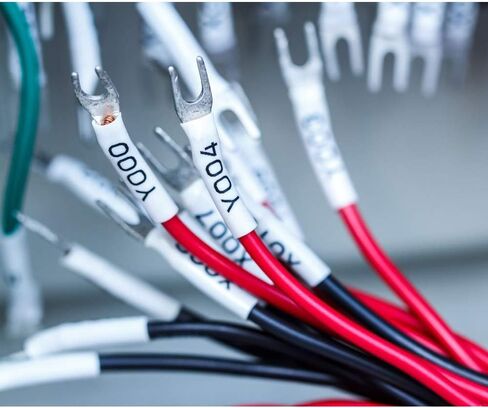 FlyLong 18489 استبدال أشرطة ملصقات النايلون المرنة المتوافقة مع DYMO 3/4 بوصة أسود على أشرطة صناعية بيضاء تستخدم مع DYMO Rhino 4200 5200 5000 6000 صانع الملصقات الصناعية للأسلاك والكابلات، 5 عبوات in Kuwait