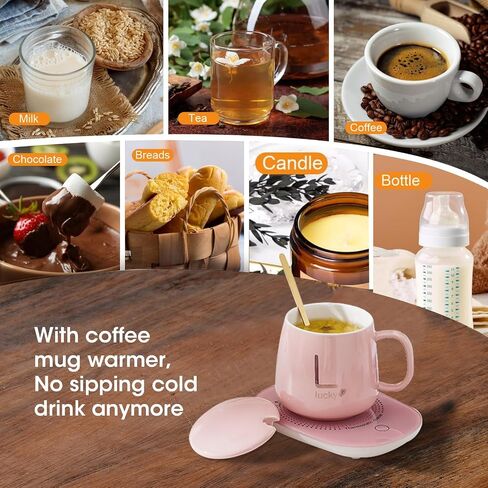 Arimilk Coffee Mug Warmer, Coffee Warmer for Desk Auto Shut Off, Suitable for Heating Milk, Chocolate, Candles，The (White) in Saudi Arabia