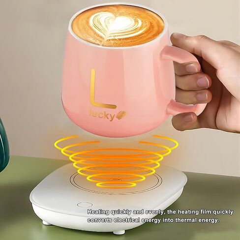 Arimilk Coffee Mug Warmer, Coffee Warmer for Desk Auto Shut Off, Suitable for Heating Milk, Chocolate, Candles，The (White) in Saudi Arabia
