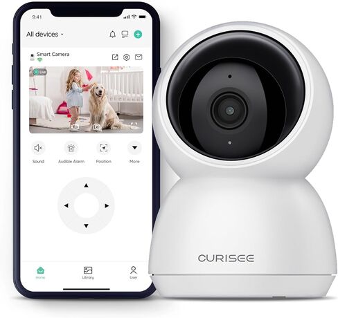 كاميرا CURISEE 2K للحيوانات الأليفة، كاميرا أمان داخلية، كاميرا للأطفال، كاميرا للكلاب، كاميرا ذكية مع تطبيق الهاتف 2.4 جيجا هرتز، كاميرا واي فاي 360 درجة وإمالة، صوت ثنائي الاتجاه، رؤية ليلية، كشف الحركة بالذكاء الاصطناعي وتتبعها in Kuwait