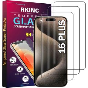 واقي شاشة RKINC لهاتف iPhone 16 Pro [عبوة من 3 قطع]، واقي شاشة من الزجاج المقسى، 0.33 مم [ضمان مدى الحياة] [خالي من الفقاعات] [مضاد للخدش] [مضاد للكسر] in Kuwait