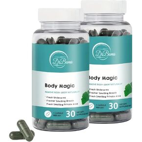 Body Magic Chlorophyll Capsules: 30 Vegan Capsules for Detox, Digestion - Natural Energy Booster for Gut Health, Skin Support, and Oily Skin in Saudi Arabia