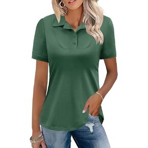 Rapbin Womens Short Sleeve Polo Shirts Business Casual Collared V Neck Tops Summer Cotton 4 Buttons Polos Tshirts in Saudi Arabia