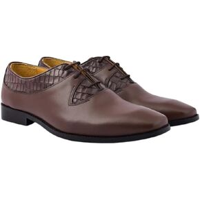 Monk Strap Dress Shoes in Deep Brown with Textured Panel • Italian Leather Finish, Handpainted Palette, Elegant Craftsmanship for Everyday & Formal Wear in Kuwait