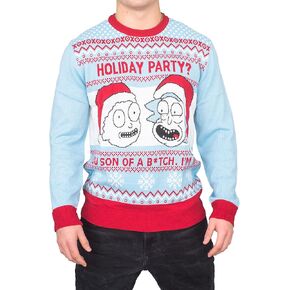 سترة Ripple Junction Rick and Morty Holiday Party باللون الأزرق الفاتح لعيد الميلاد القبيح in Saudi Arabia