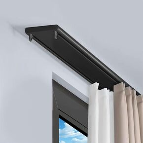 Double Curtain Track Ceiling Mounted, Heavy Duty Aluminum Track Set for Curtains, Silent Sliding Double Rail System for Drapes Living Room Bedroom Room Divider (White,1.9m(6.2ft)) in Saudi Arabia