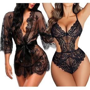 Avidlove Lingerie Robe and Bodysuit,Medium in Saudi Arabia