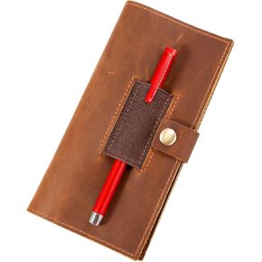 غطاء دفتر شيكات جلدي مع حامل قلم للنساء والرجال، أغطية دفتر شيكات للشيكات المكررة، حامل سجل ثنائي الطي، محفظة دفاتر الشيكات 7 × 3.75 بوصة، هدايا شخصية in Kuwait