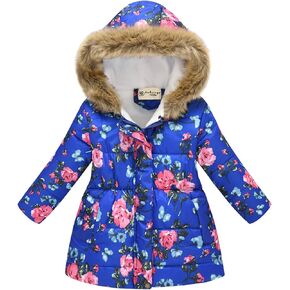 Girl's Coat Winter Outwear Hooded Puffer Jacket KidS Parka Fleece Snow With Pocket in Kuwait