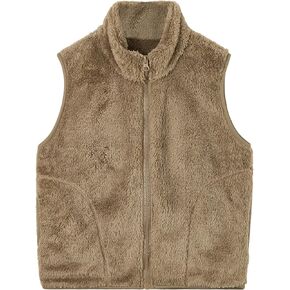 Rolanko Girls Sherpa Fleece Vest, Warm Fuzzy Full Zip Sleeveless Jacket Kids Soft Cozy Outerwear with Pockets in Saudi Arabia