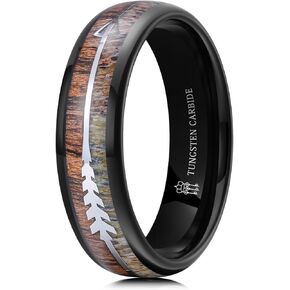 THREE KEYS JEWELRY 6mm 8mm Koa Zebra Wood Antler Arrows Inlay Tungsten Wedding Rings Silver Vikings Hunting Bands/Customized Ring/Personalized Ring in Kuwait