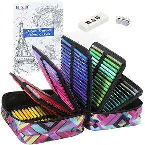 مجموعة أقلام الرصاص H&B 120 ، مجموعة قلم رصاص للفن للتلوين البالغين ، جوهر ناعم يعتمد على الزيت ، مثالي لتظليل التلوين ، مجموعة الفن للأطفال المبتدئين. in Kuwait