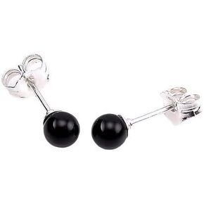 Trustmark 925 فضة استرلينية 4 ملم أقراط كروية من العقيق الأسود in Kuwait