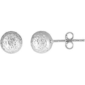 JewelStop 14K White Gold 7mm Ball Stud Earrings with Diamond Cut Textured Finish and Push Back Clasp in Saudi Arabia