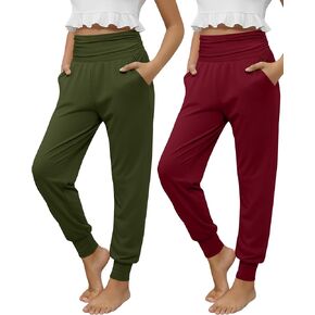 2 Pack Girls' Joggers with Pockets Lightweight Workout Sweatpants High Waisted Lounge Pants Soft Athletic Yoga Pant in Kuwait